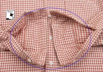 45rpm DASH Ecru Red Cotton Check Long Sleeve Shirt Size 2