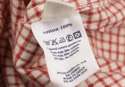 45rpm DASH Ecru Red Cotton Check Long Sleeve Shirt Size 2
