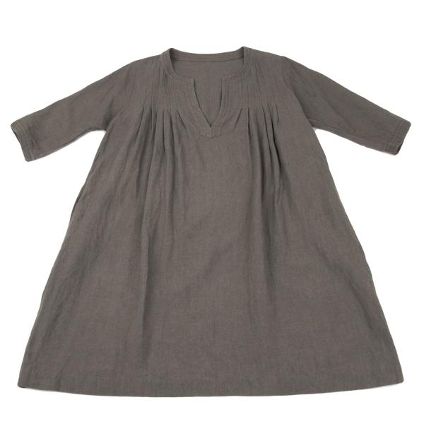 pour deux Linen Tuck 3/4 Sleeve Midi Dress Gray Size 1