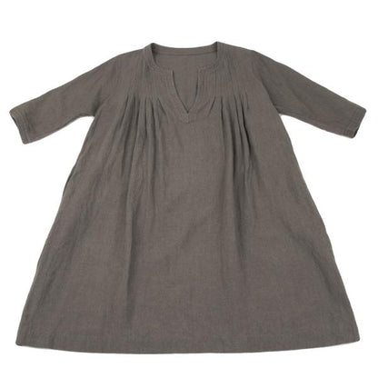 pour deux Linen Tuck 3/4 Sleeve Midi Dress Gray Size 1