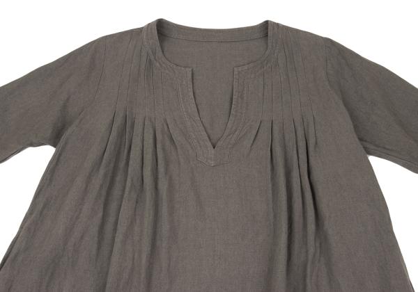 pour deux Linen Tuck 3/4 Sleeve Midi Dress Gray Size 1