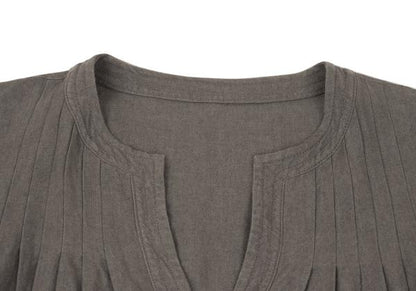 pour deux Linen Tuck 3/4 Sleeve Midi Dress Gray Size 1
