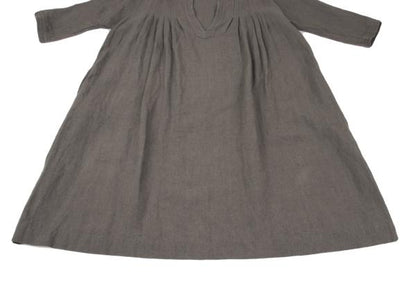 pour deux Linen Tuck 3/4 Sleeve Midi Dress Gray Size 1