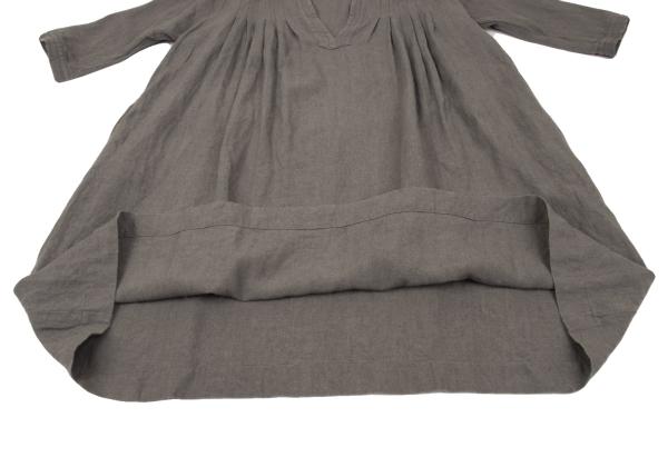 pour deux Linen Tuck 3/4 Sleeve Midi Dress Gray Size 1