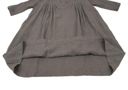 pour deux Linen Tuck 3/4 Sleeve Midi Dress Gray Size 1
