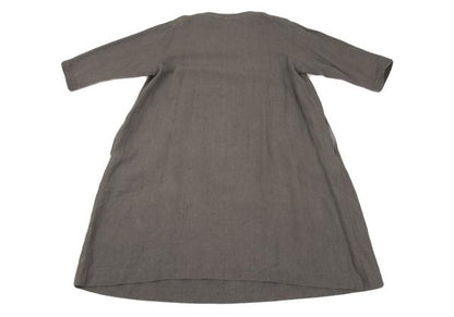 pour deux Linen Tuck 3/4 Sleeve Midi Dress Gray Size 1
