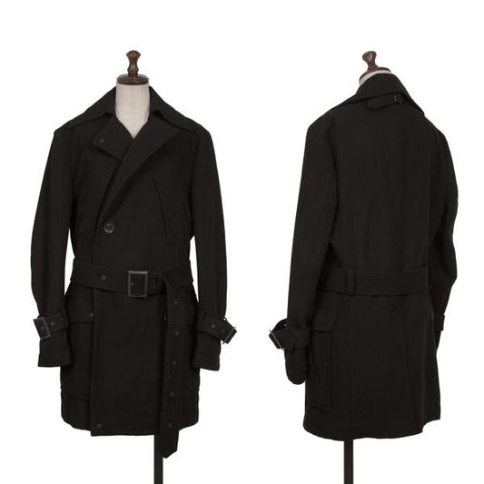 Y's for men Linen Blend Half Trench Coat Black Size 2