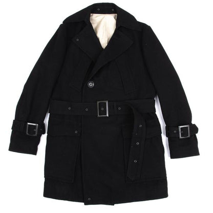Y's for men Linen Blend Half Trench Coat Black Size 2