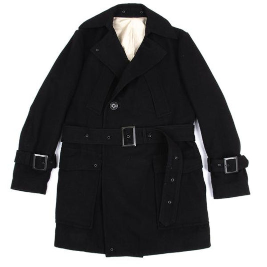 Y's for men Linen Blend Half Trench Coat Black Size 2