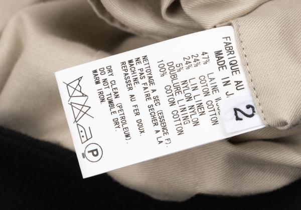 Y's for men Linen Blend Half Trench Coat Black Size 2