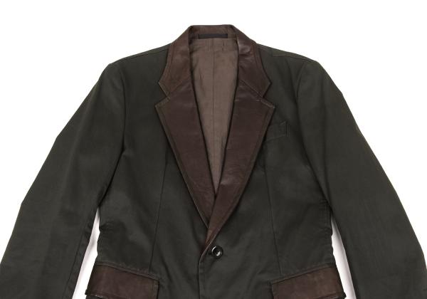 Y's for men Oiled Cotton Leather Trim Khaki Brown Jacket Size 3