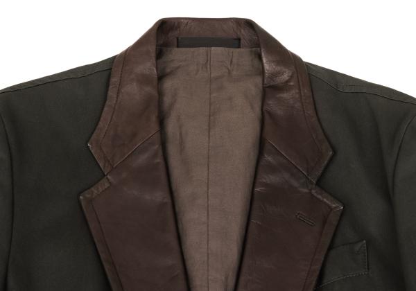 Y's for men Oiled Cotton Leather Trim Khaki Brown Jacket Size 3