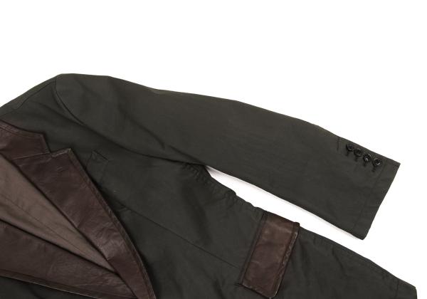 Y's for men Oiled Cotton Leather Trim Khaki Brown Jacket Size 3
