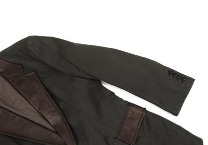 Y's for men Oiled Cotton Leather Trim Khaki Brown Jacket Size 3