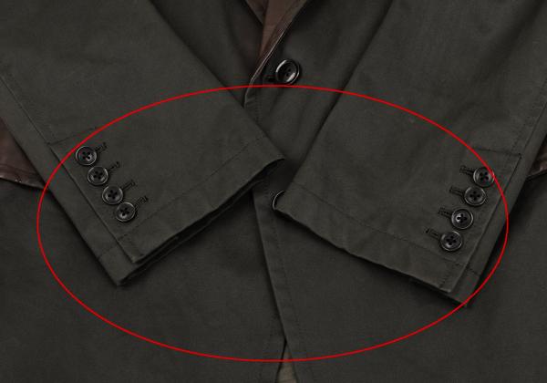 Y's for men Oiled Cotton Leather Trim Khaki Brown Jacket Size 3