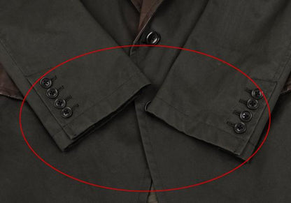 Y's for men Oiled Cotton Leather Trim Khaki Brown Jacket Size 3