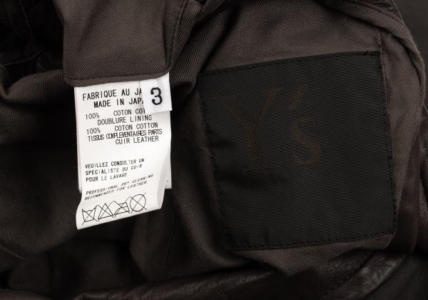 Y's for men Oiled Cotton Leather Trim Khaki Brown Jacket Size 3