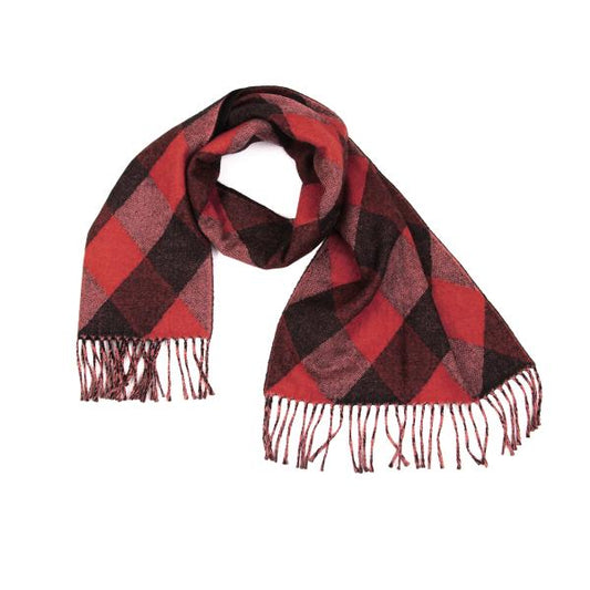 Y's for men Wool Double Face Check Scarf Black Red