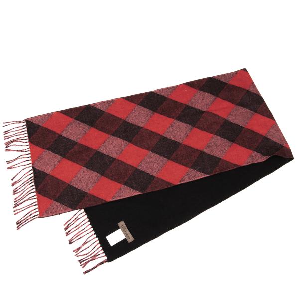 Y's for men Wool Double Face Check Scarf Black Red