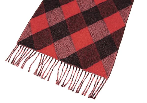 Y's for men Wool Double Face Check Scarf Black Red