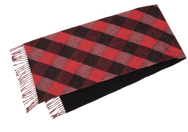 Y's for men Wool Double Face Check Scarf Black Red