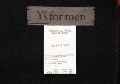 Y's for men Wool Double Face Check Scarf Black Red