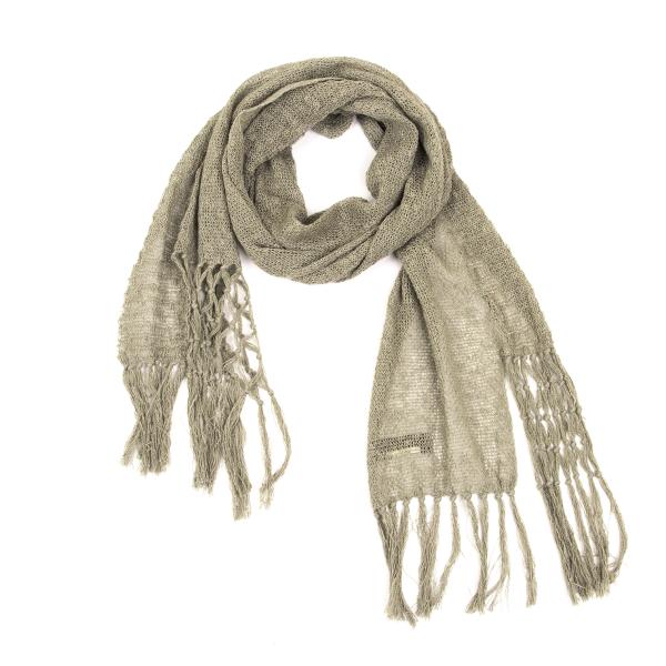 Y's for men Design Knit Fringe Linen Stole Greige