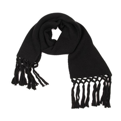 Y's for men Fringe Rib Knit Scarf Black