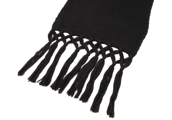 Y's for men Fringe Rib Knit Scarf Black