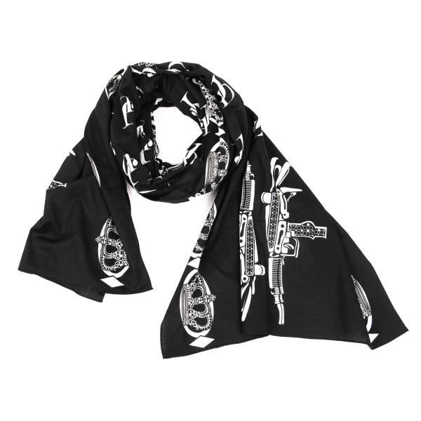 Y's for men Cotton Crown Print Oversized Scarf Black