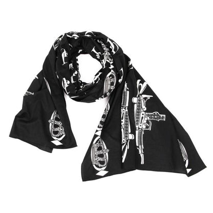 Y's for men Cotton Crown Print Oversized Scarf Black