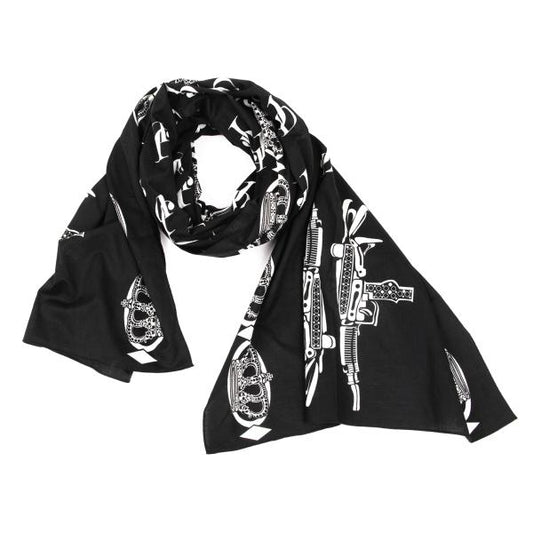 Y's for men Cotton Crown Print Oversized Scarf Black