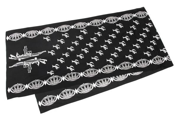 Y's for men Cotton Crown Print Oversized Scarf Black
