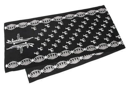 Y's for men Cotton Crown Print Oversized Scarf Black