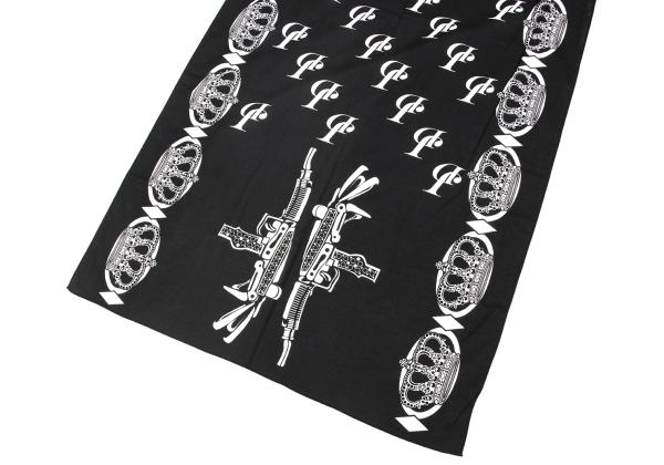 Y's for men Cotton Crown Print Oversized Scarf Black