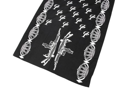 Y's for men Cotton Crown Print Oversized Scarf Black