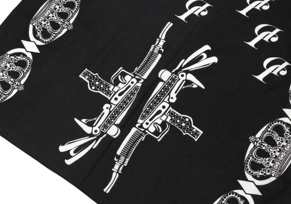 Y's for men Cotton Crown Print Oversized Scarf Black