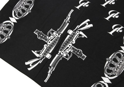 Y's for men Cotton Crown Print Oversized Scarf Black