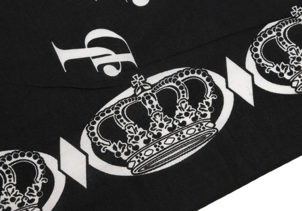Y's for men Cotton Crown Print Oversized Scarf Black