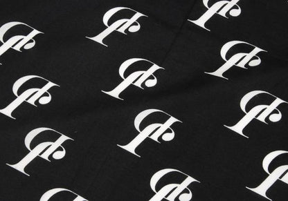 Y's for men Cotton Crown Print Oversized Scarf Black