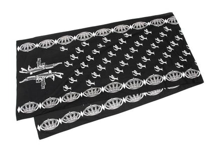 Y's for men Cotton Crown Print Oversized Scarf Black