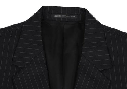 YOHJI YAMAMOTO COSTUME D Wool Chalk Stripe Dark Navy Jacket Size 2