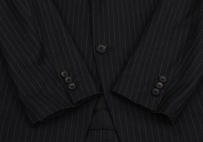 YOHJI YAMAMOTO COSTUME D Wool Chalk Stripe Dark Navy Jacket Size 2