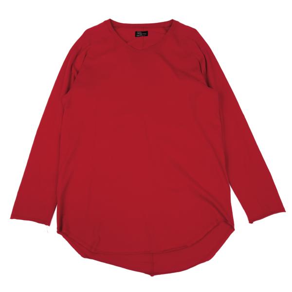 S'YTE Cotton Raw Hem Round Long Sleeve Shirt Red Size M