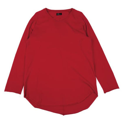 S'YTE Cotton Raw Hem Round Long Sleeve Shirt Red Size M