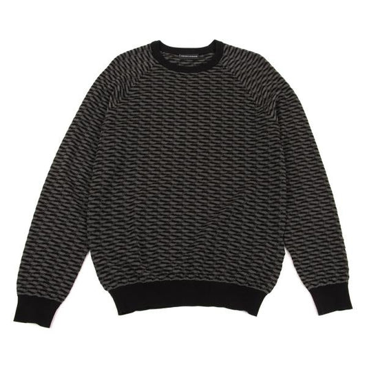 EMPORIO ARMANI Cotton Design Weave Rib Knit Gray Size L