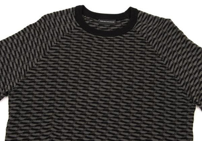 EMPORIO ARMANI Cotton Design Weave Rib Knit Gray Size L