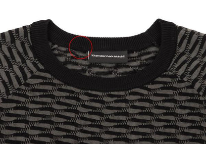 EMPORIO ARMANI Cotton Design Weave Rib Knit Gray Size L