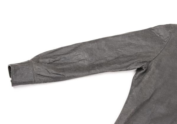 EPOCA Sheepskin Cracked Leather Snap Jacket Gray Size 48