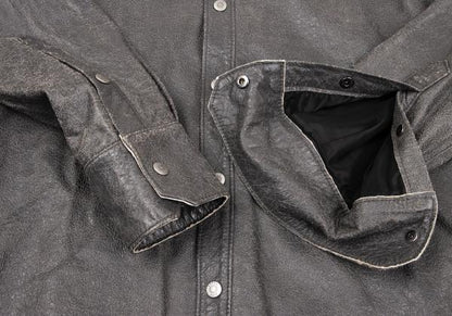EPOCA Sheepskin Cracked Leather Snap Jacket Gray Size 48